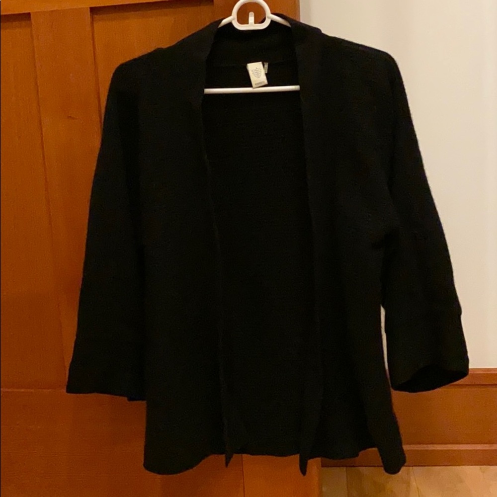 Kinross cashmere black open cardigan